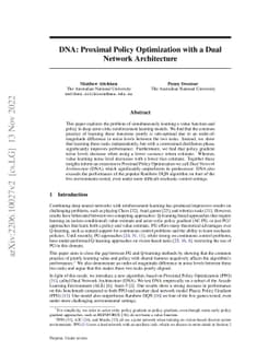 DNA: Proximal Policy Optimization with a Dual Network Architecture