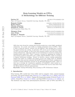 Deep Learning Models on CPUs: A Methodology for Efficient Training