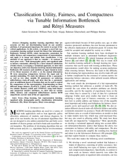Classification Utility, Fairness, and Compactness via Tunable
  Information Bottleneck and Rényi Measures