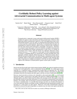 Certifiably Robust Policy Learning against Adversarial Communication in
  Multi-agent Systems