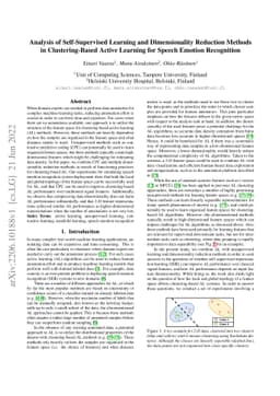 Analysis of Self-Supervised Learning and Dimensionality Reduction
  Methods in Clustering-Based Active Learning for Speech Emotion Recognition