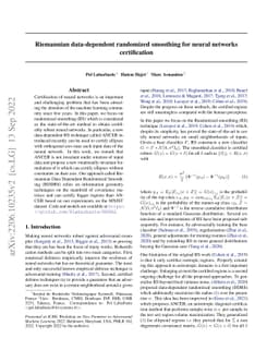 Riemannian data-dependent randomized smoothing for neural networks
  certification