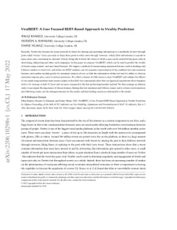 ViralBERT: A User Focused BERT-Based Approach to Virality Prediction