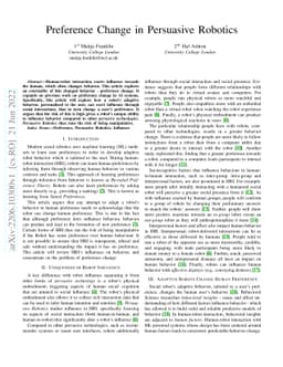 Preference Change in Persuasive Robotics