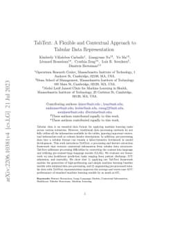 TabText: A Flexible and Contextual Approach to Tabular Data
  Representation