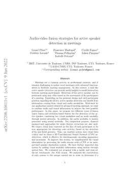 Audio-video fusion strategies for active speaker detection in meetings