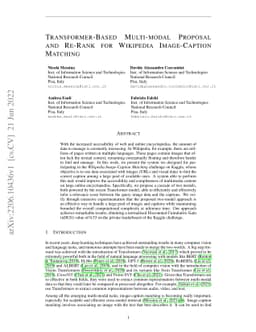 Transformer-Based Multi-modal Proposal and Re-Rank for Wikipedia
  Image-Caption Matching