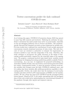 Twitter conversations predict the daily confirmed COVID-19 cases