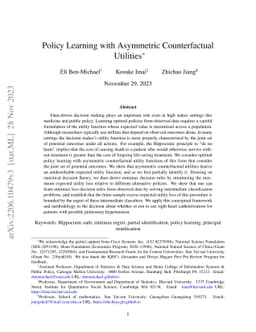 Policy Learning with Asymmetric Counterfactual Utilities