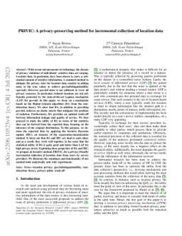 PRIVIC: A privacy-preserving method for incremental collection of
  location data