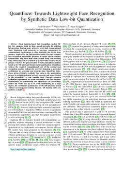 QuantFace: Towards Lightweight Face Recognition by Synthetic Data
  Low-bit Quantization