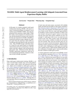 MASER: Multi-Agent Reinforcement Learning with Subgoals Generated from
  Experience Replay Buffer