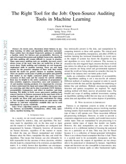 The Right Tool for the Job: Open-Source Auditing Tools in Machine
  Learning