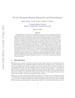 On the Maximum Hessian Eigenvalue and Generalization