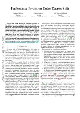Performance Prediction Under Dataset Shift