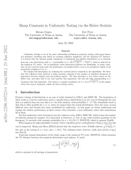 Sharp Constants in Uniformity Testing via the Huber Statistic