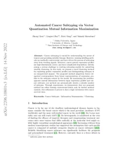 Automated Cancer Subtyping via Vector Quantization Mutual Information
  Maximization
