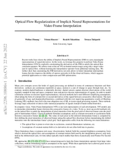 Optical Flow Regularization of Implicit Neural Representations for Video
  Frame Interpolation