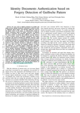 Identity Documents Authentication based on Forgery Detection of
  Guilloche Pattern