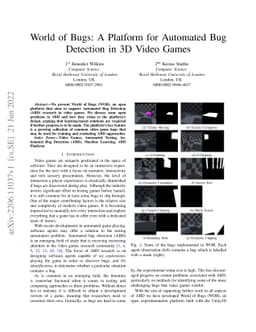 World of Bugs: A Platform for Automated Bug Detection in 3D Video Games