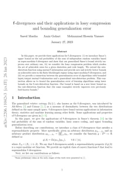 f-divergences and their applications in lossy compression and bounding
  generalization error