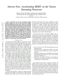 Answer Fast: Accelerating BERT on the Tensor Streaming Processor