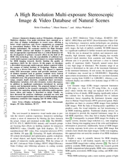 A High Resolution Multi-exposure Stereoscopic Image & Video Database of
  Natural Scenes