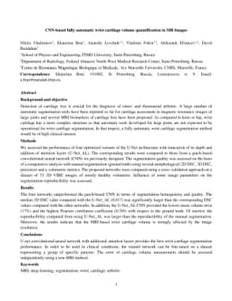 CNN-based fully automatic wrist cartilage volume quantification in MR
  Image
