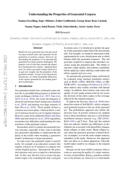 Understanding the Properties of Generated Corpora