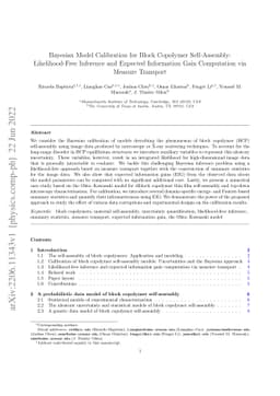 Bayesian model calibration for block copolymer self-assembly:
  Likelihood-free inference and expected information gain computation via
  measure transport