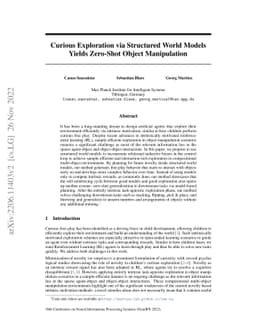 Curious Exploration via Structured World Models Yields Zero-Shot Object
  Manipulation