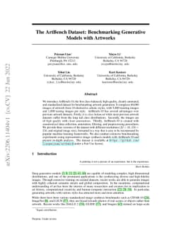 The ArtBench Dataset: Benchmarking Generative Models with Artworks