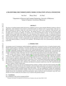 A Framework for Understanding Model Extraction Attack and Defense