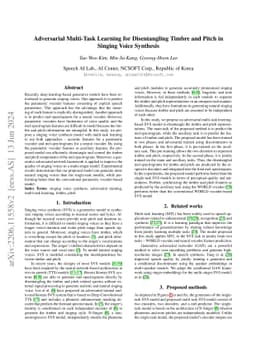 Adversarial Multi-Task Learning for Disentangling Timbre and Pitch in
  Singing Voice Synthesis