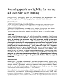 Restoring speech intelligibility for hearing aid users with deep
  learning