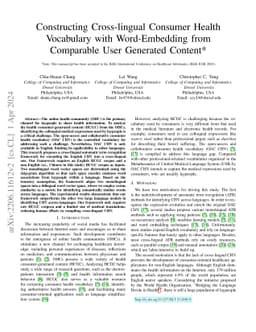 Constructing Cross-lingual Consumer Health Vocabulary with
  Word-Embedding from Comparable User Generated Content