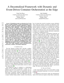 A Decentralized Framework with Dynamic and Event-Driven Container
  Orchestration at the Edge