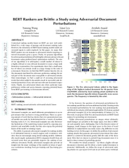 BERT Rankers are Brittle: a Study using Adversarial Document
  Perturbations