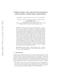 Evidence fusion with contextual discounting for multi-modality medical
  image segmentation