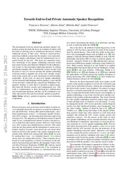 Towards End-to-End Private Automatic Speaker Recognition