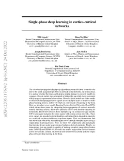 Single-phase deep learning in cortico-cortical networks