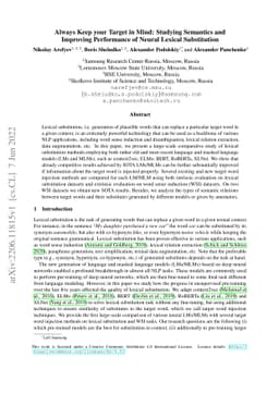 Always Keep your Target in Mind: Studying Semantics and Improving
  Performance of Neural Lexical Substitution