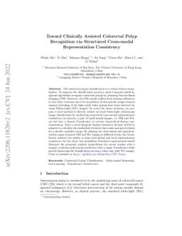 Toward Clinically Assisted Colorectal Polyp Recognition via Structured
  Cross-modal Representation Consistency