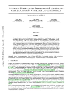 Automatic Generation of Programming Exercises and Code Explanations
  using Large Language Models