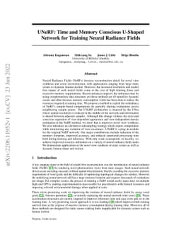 UNeRF: Time and Memory Conscious U-Shaped Network for Training Neural
  Radiance Fields
