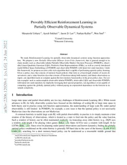 Provably Efficient Reinforcement Learning in Partially Observable
  Dynamical Systems