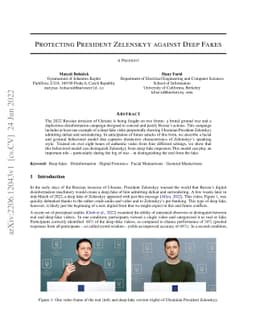 Protecting President Zelenskyy against Deep Fakes