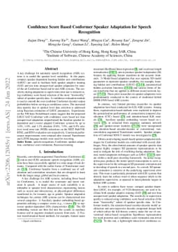 Confidence Score Based Conformer Speaker Adaptation for Speech
  Recognition