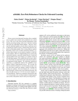 zPROBE: Zero Peek Robustness Checks for Federated Learning