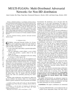 MULTI-FLGANs: Multi-Distributed Adversarial Networks for Non-IID
  distribution